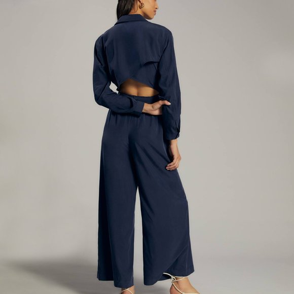 HTF Anthropologie Cut-Out Wide-Leg Jumpsuit - Picture 2 of 6